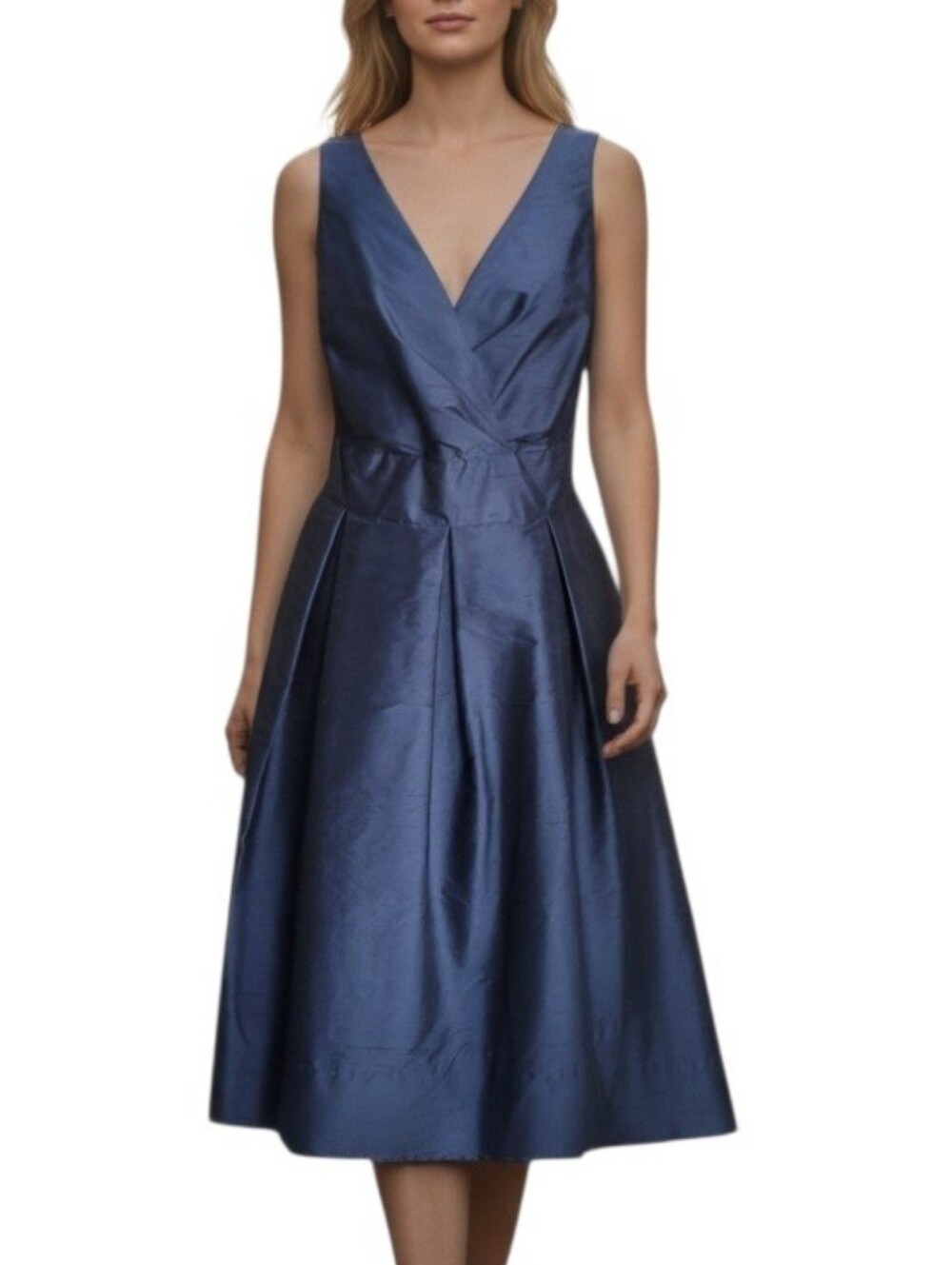 *NWT* Talbots Navy 100% Silk V-Neck Sleeveless Cocktail Dress Size 12